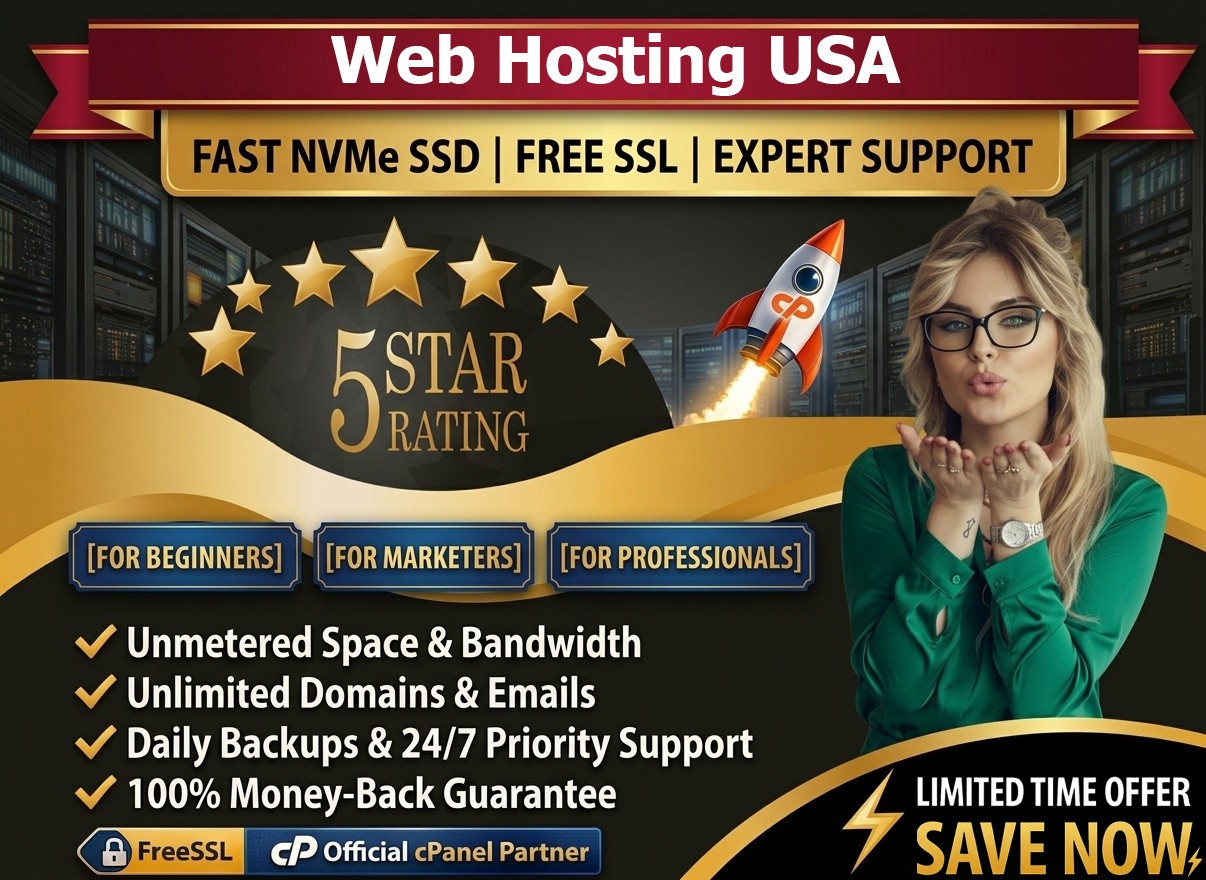 Web Hosting USA – 🌐 Unlimited High Speed SSD + Free SSL & Emails | $14.99/Year!
