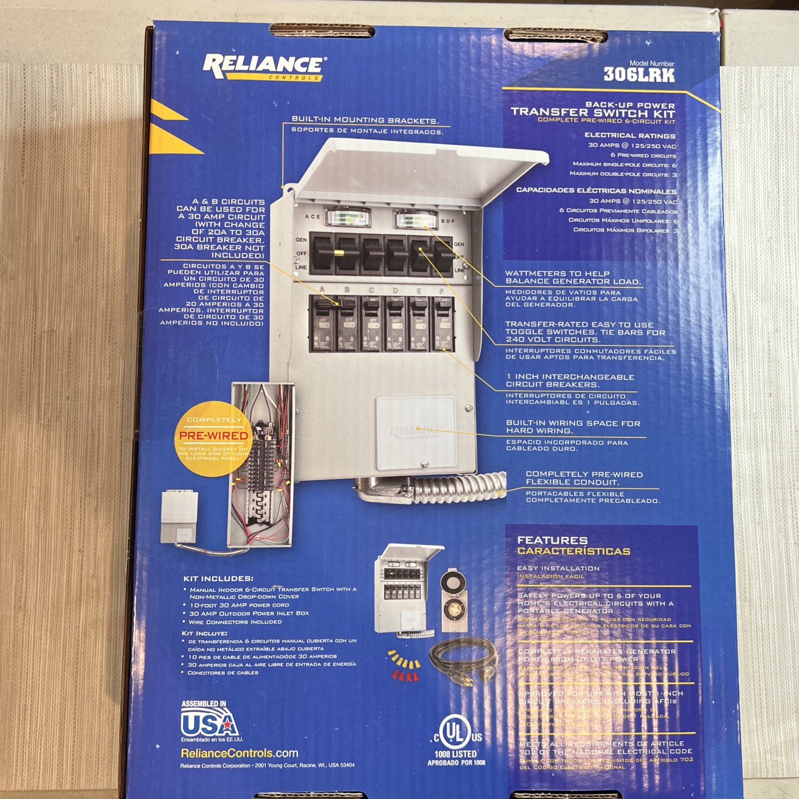 Reliance 30-Amp ProTran 2 Manual Transfer Switch Pre Wired 6-Circuit Kit 306LRK