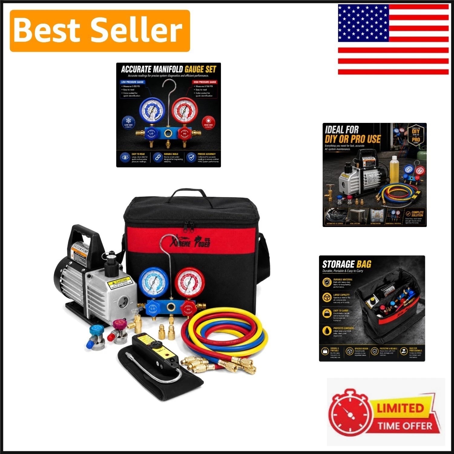 Complete 4 CFM Vacuum Pump Kit for HVAC Refrigeration – All-in-One Solution