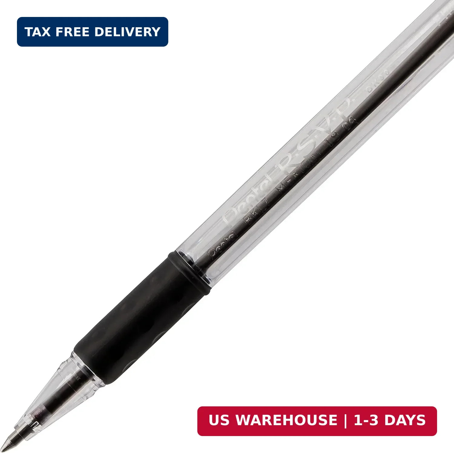 Pentel RSVP Ballpoint Pen, (0.7mm), Fine Line, Black Ink, Pack of 5 (BK90PF5A)