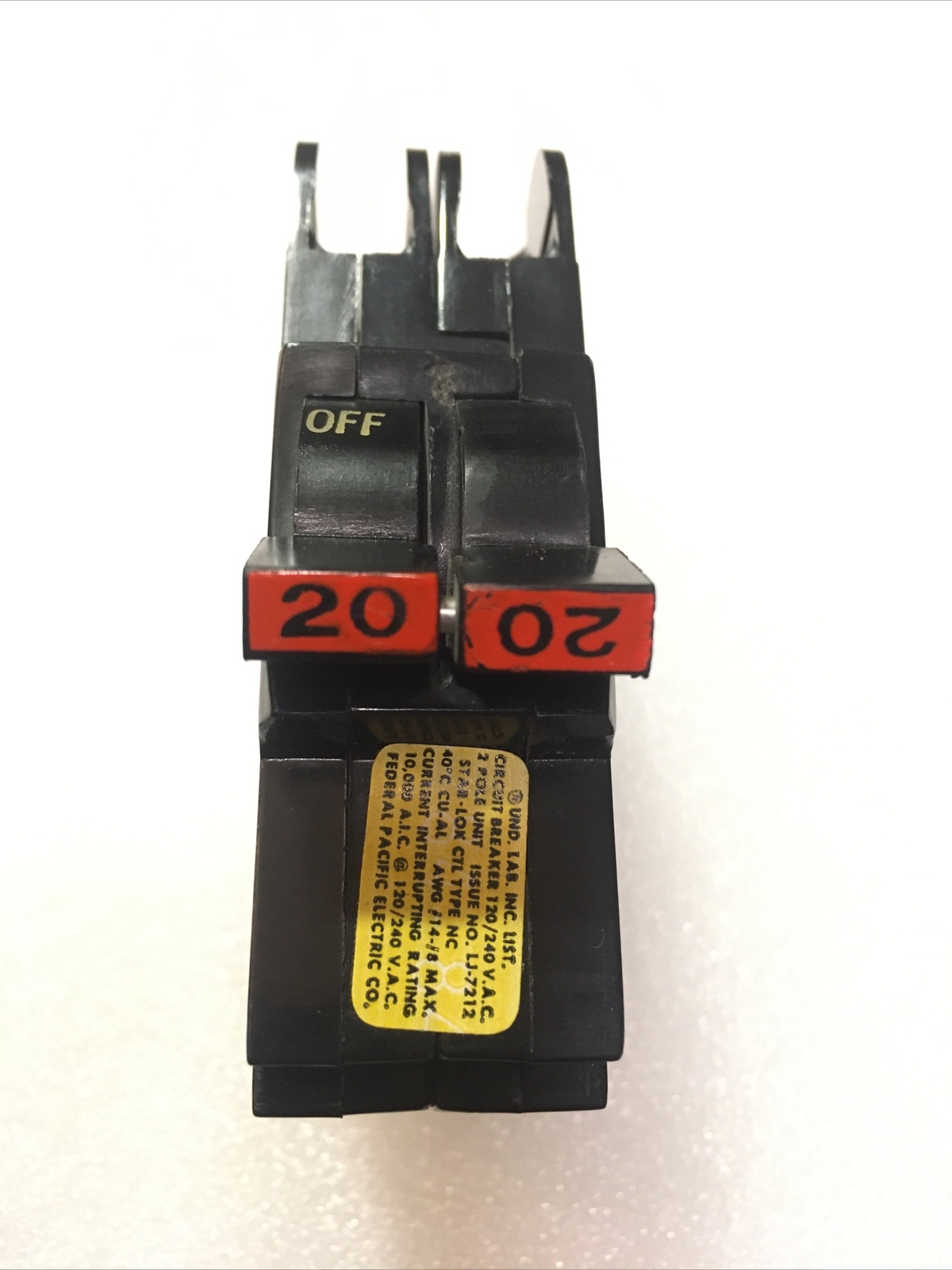 FPE Federal Pacific 20 Amp 2 Pole NC220 Stab-Lok Breaker Mini THIN NC