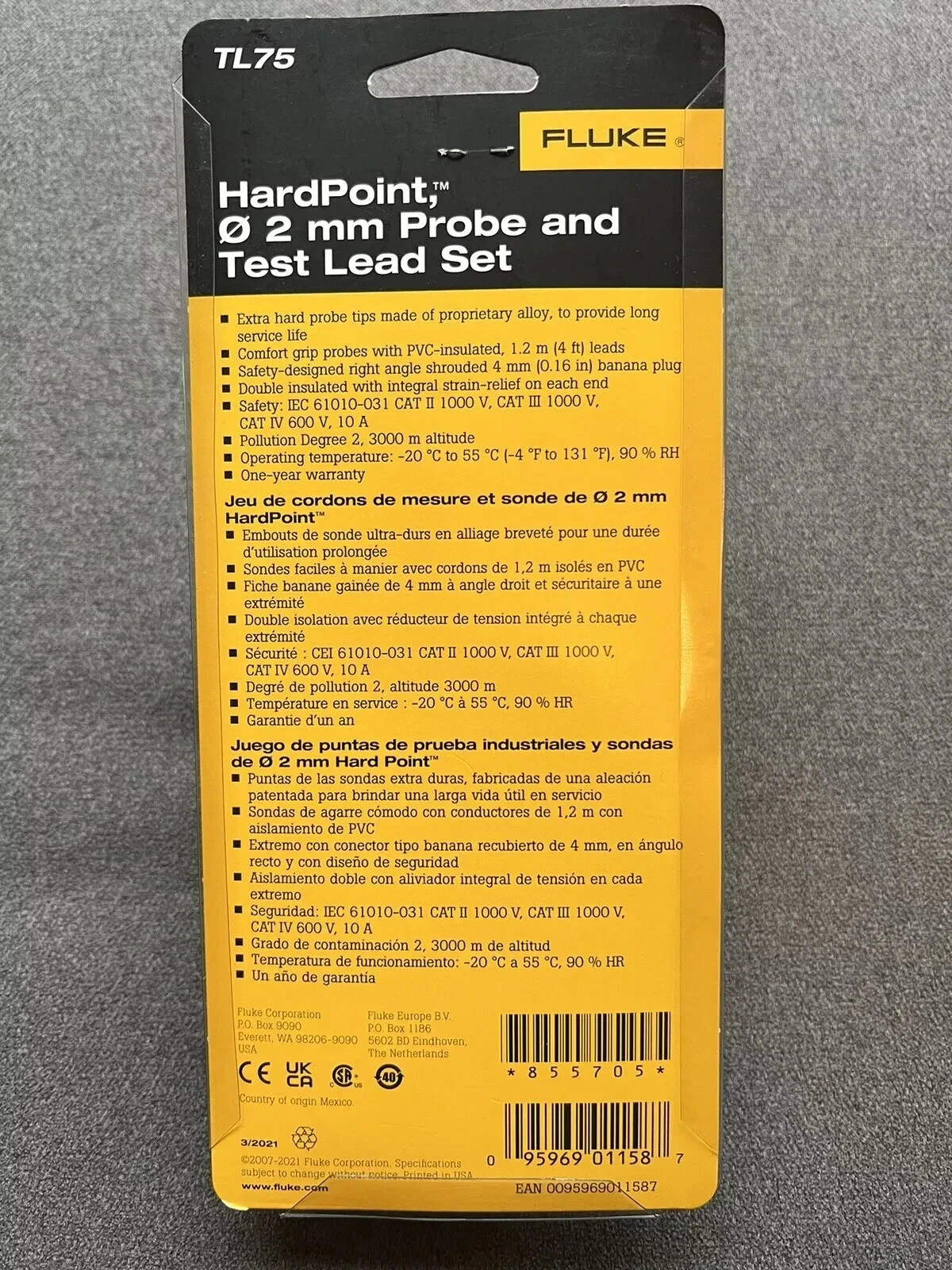 Genuine Fluke TL75 Hard Point 2mm Probe & Test Lead Set Don’t Be Fooled
