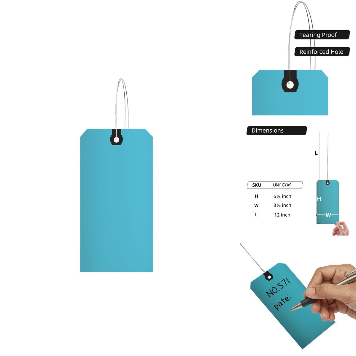 INNOVART Blue Shipping Tags 6 1/4″ x 3 1/8″ Double Wired Paper Reinforced