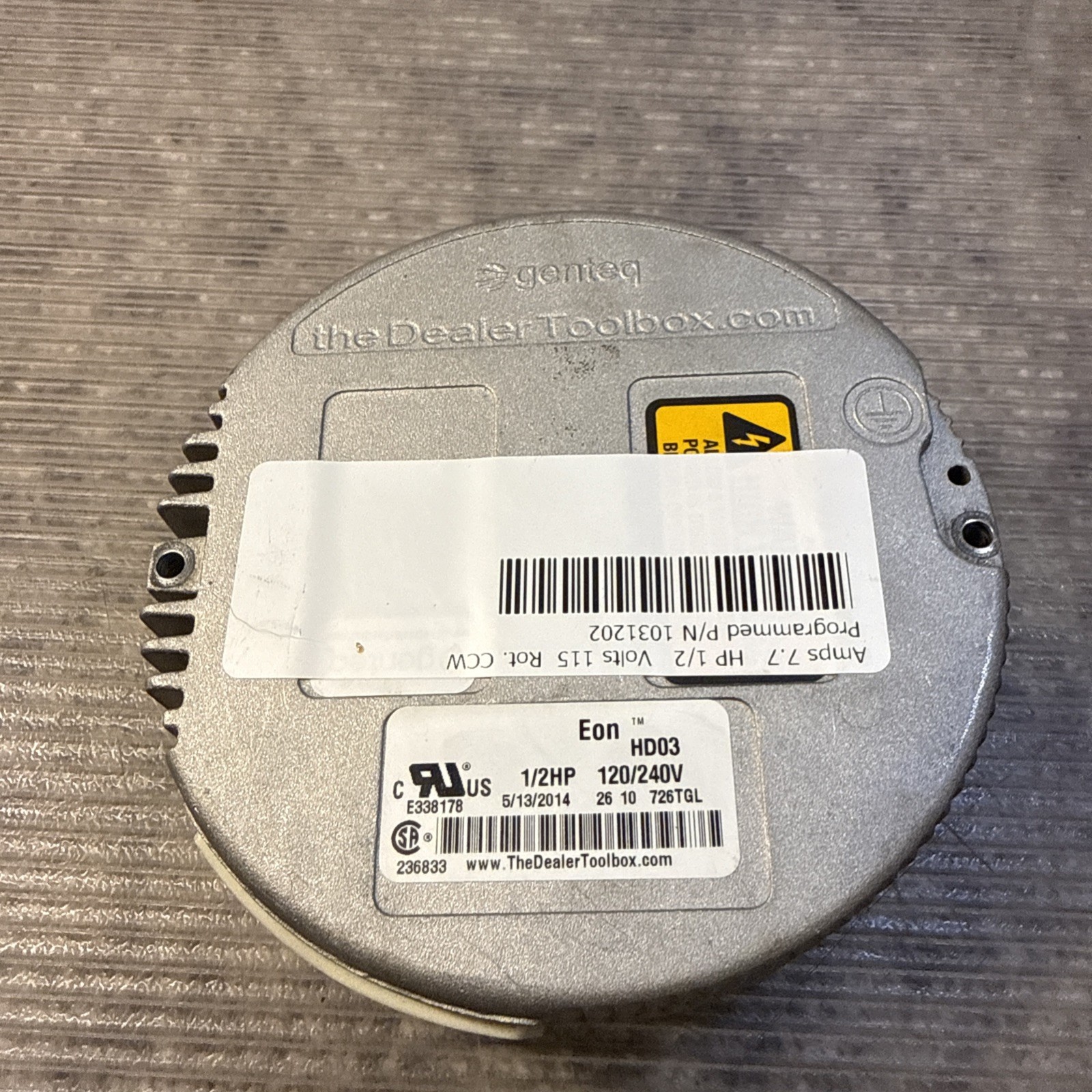 Genteq Eon HD03 1/2 HP 120/240V Module 5/13/2014 CCW Rot Programmed P/N 1031202