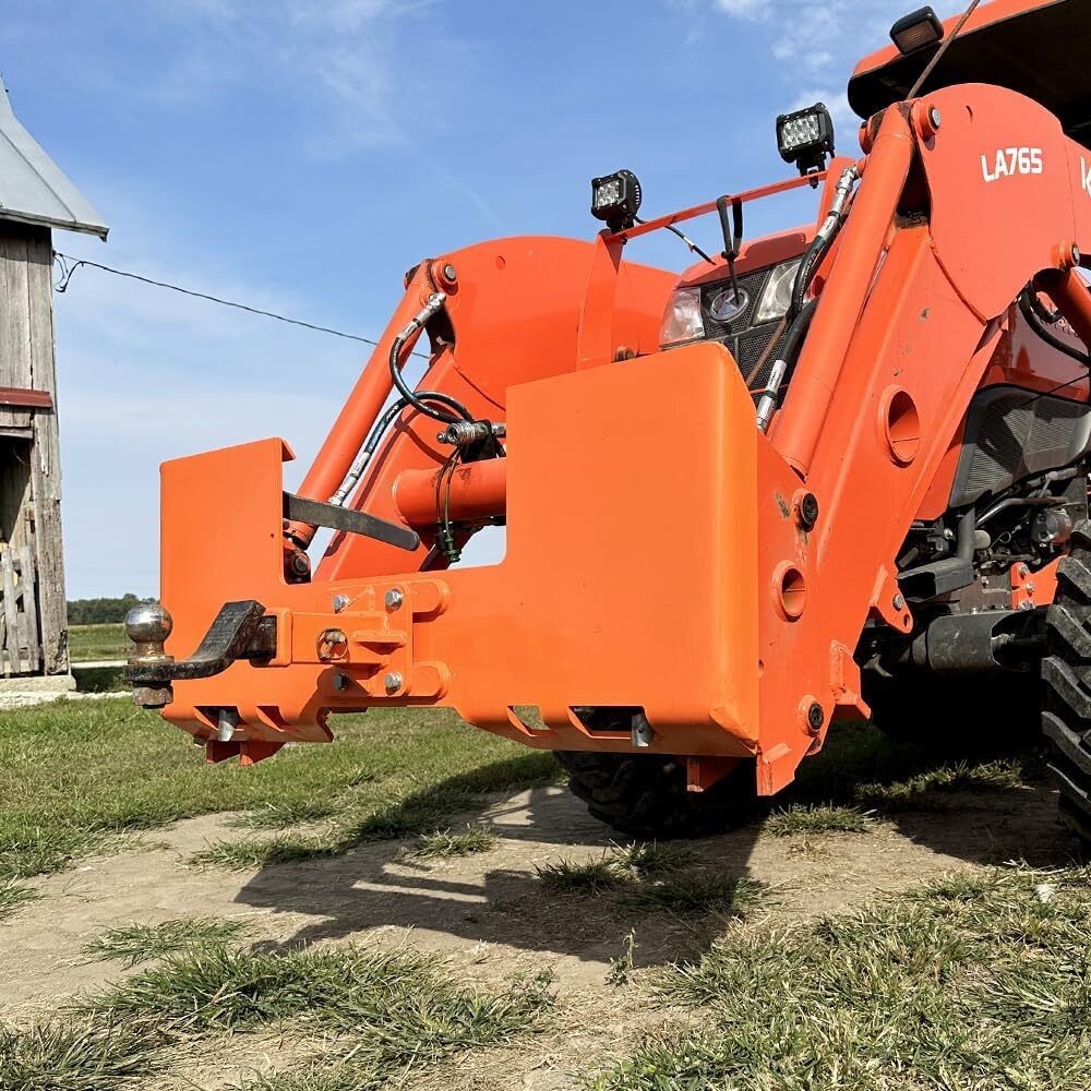 3/8″ Thick Skid Steer Mount Plate W/ 2″ Removable Trailer Hitch Receiver Orange