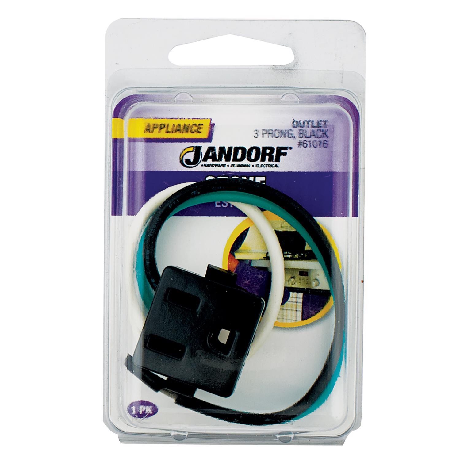 Jandorf 61015 White 15A 125V 2-Pole Electrical Outlet with 16 AWG 2-Wire