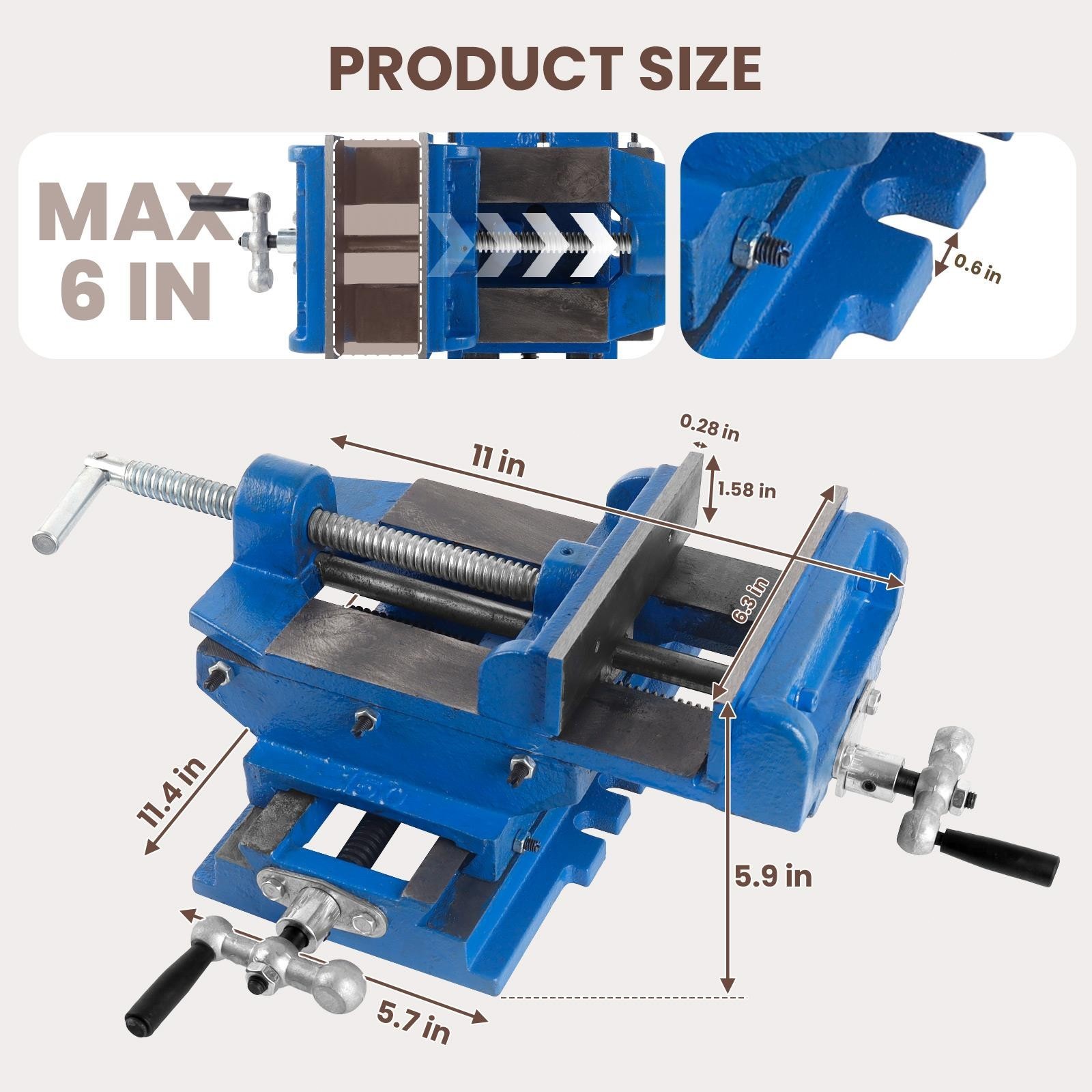 6″ 2-Way X-Y Bench Vise, Cross Slide Drill Press Vise for Milling & Woodworking
