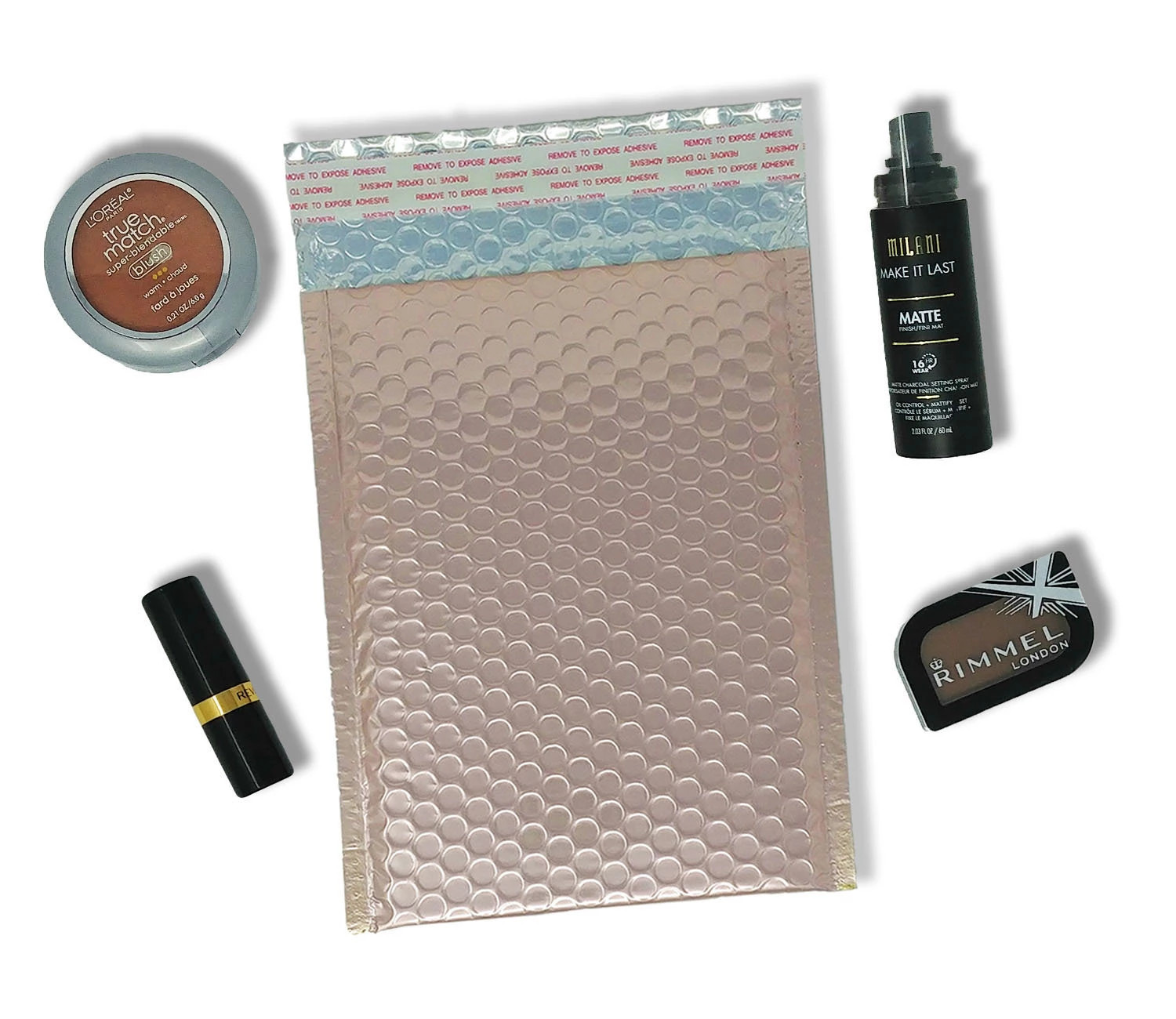 Nude Pink Metallic Bubble Mailers 8×12, 6×10, 4×8, Assorted Combo Shipping Pack