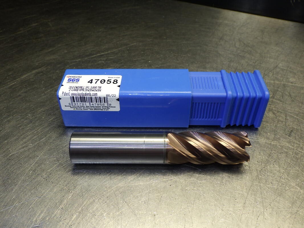 Kyocera / SGS 20mm 5 Flute Carbide Cr Endmill 20mm Shank 3mm R 47058 (LOC2190)