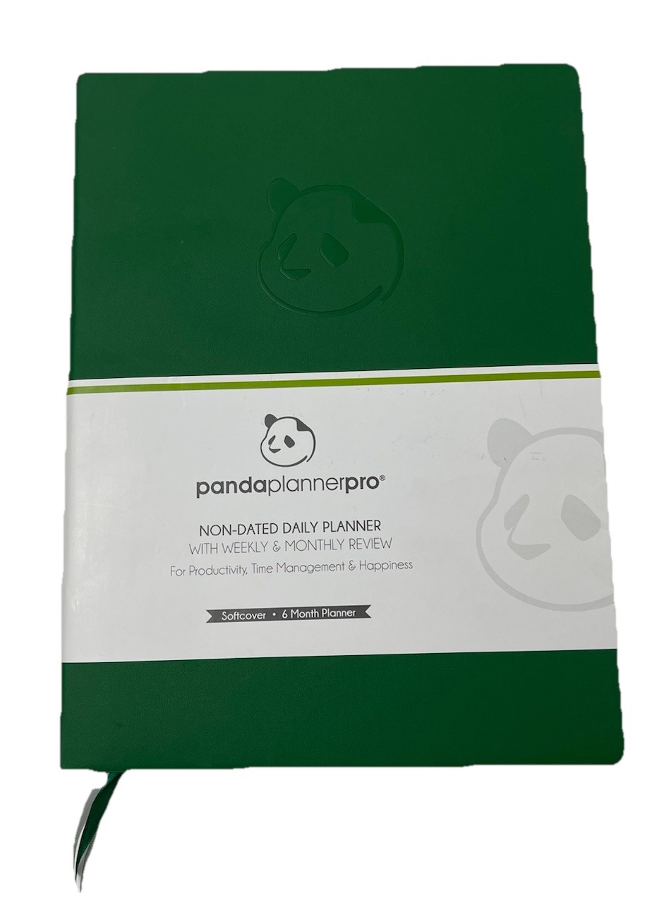 Panda Planner Soft PU Faux Leather Cover 6 Month Non-Dated Daily Planner/Green