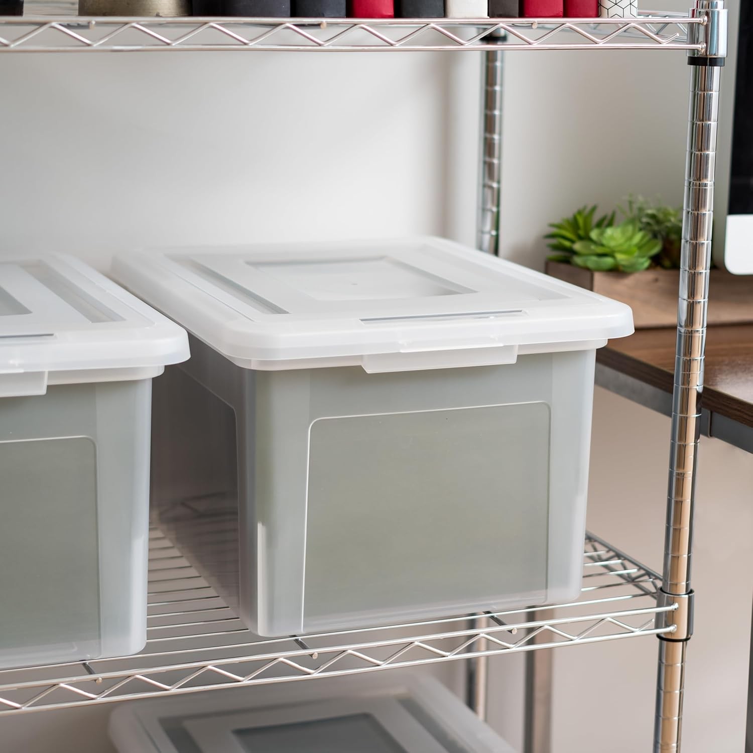 Plastic File Box with Lid, Document Storage Box, Storage Container, 1-Piece Set