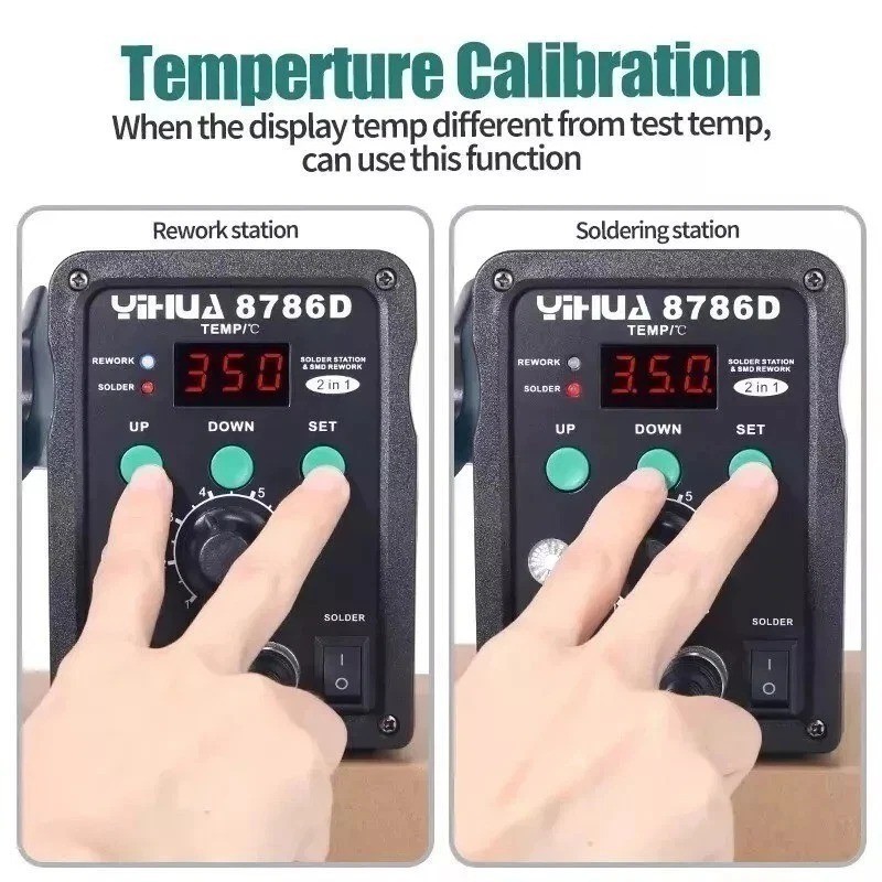 YIHUA 2-in-1 Soldering Station Digital Hot Air Gun Desoldering Rework Station