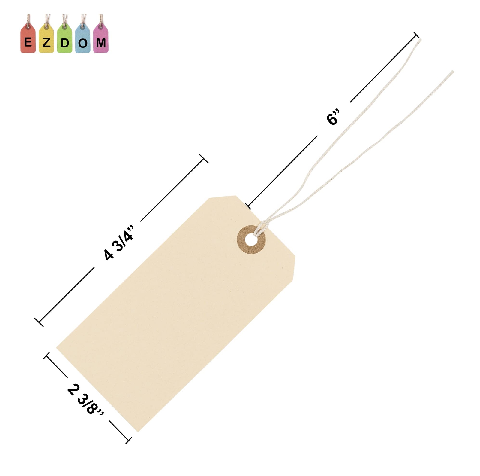 Premium Manila Tags with String – Box of 200 Tags #5-4.75” x 2.375″ – 13pt Pa…