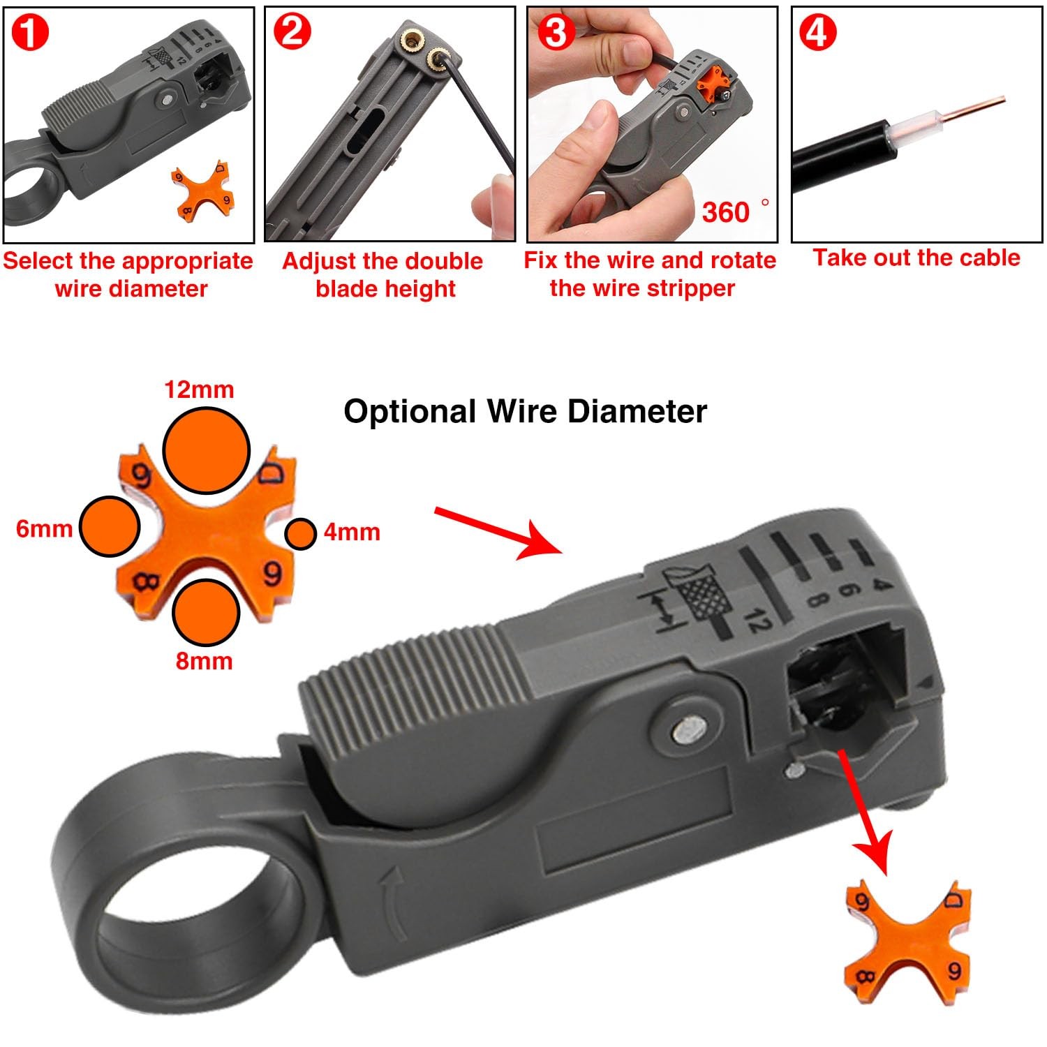 Taiss Coaxial Cable Tool Kit BNC Crimp tool with 10PCS Male Black