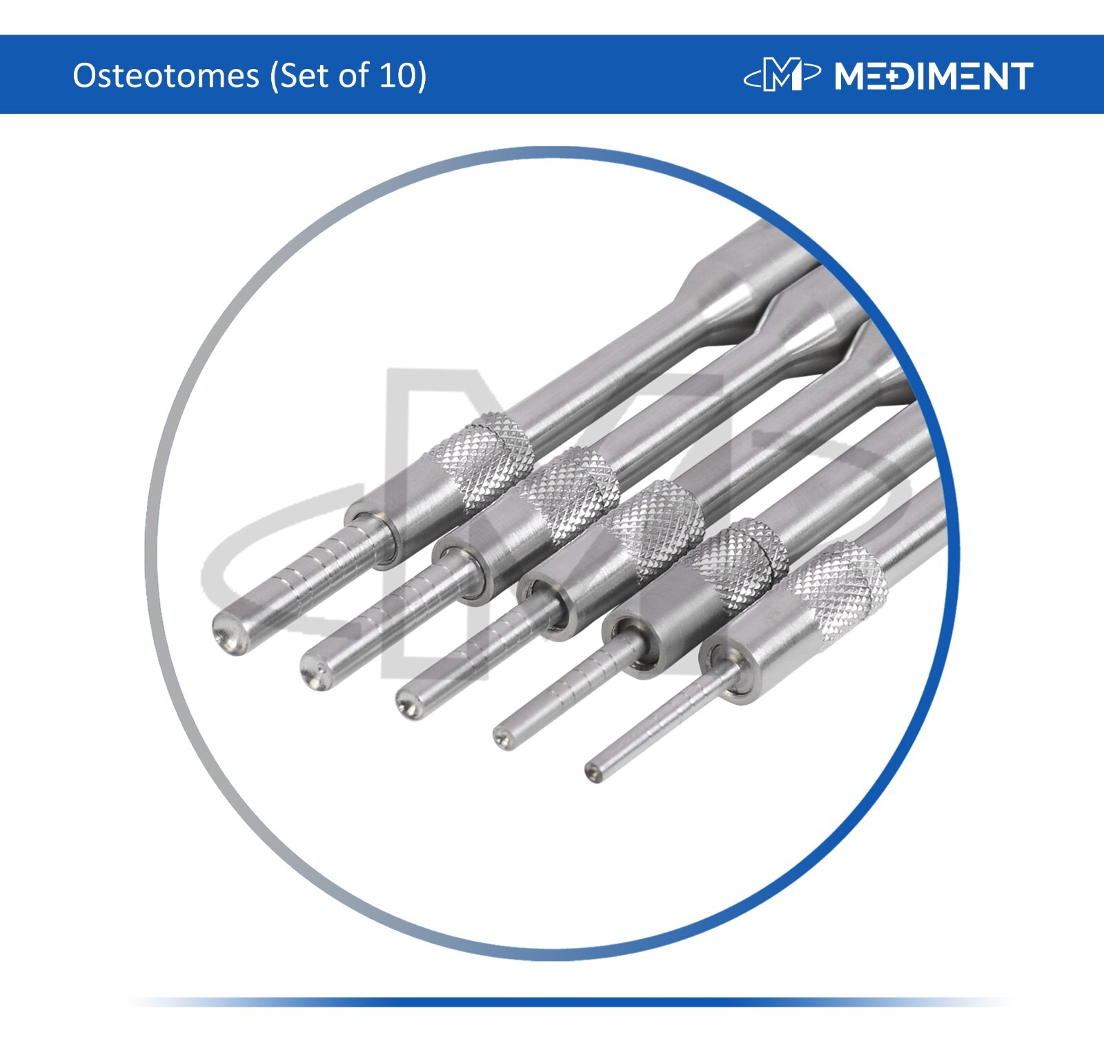 Osteotomes Straight and Curved Tip Bone Spreading Dental Surgical Set of 10