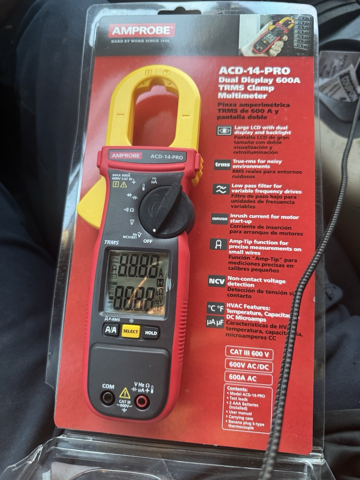 Amprobe ACD-14-PRO Dual Display 600A TRMS Clamp Multimeter True RMS CAT III 6000