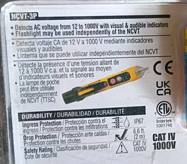 Klein Tools ET45KIT3 3 Piece AC/DC Voltage Outlet Tester Electrical Test Kit