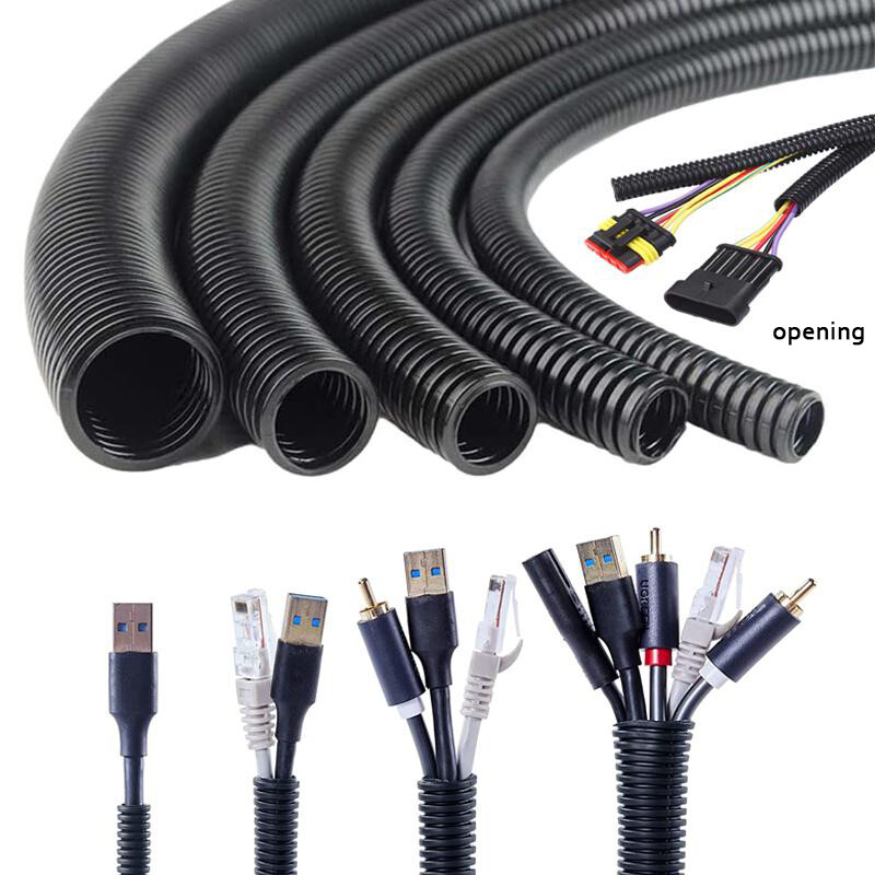 7/10/13/15/18/21/25/28mm Split Wire Loom Conduit Polyethylene Black Sleeve Tube