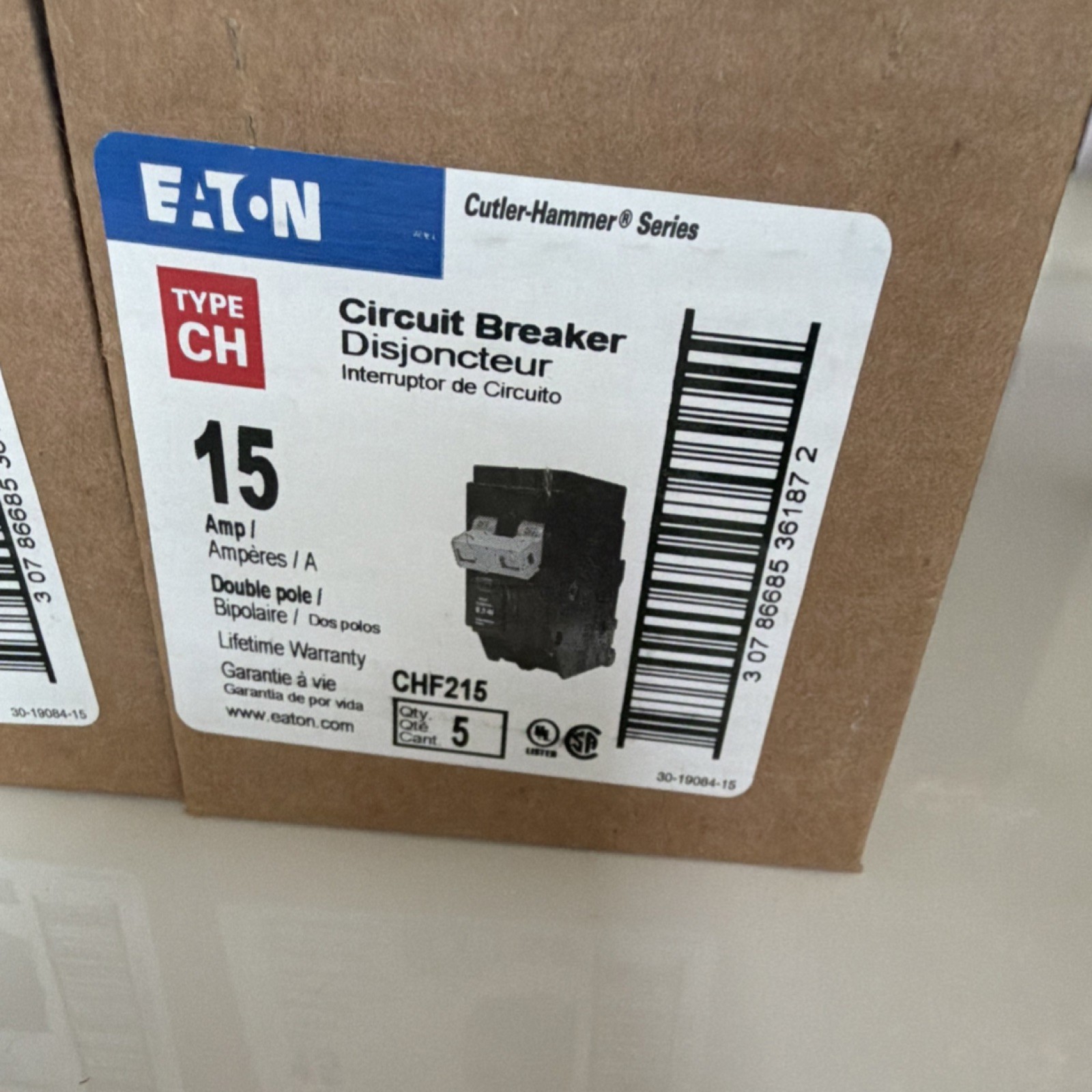 Eaton CHF215 Type CH 15A 2-Pole Circuit Breaker Trip Indicator 120/240V 5 Pack