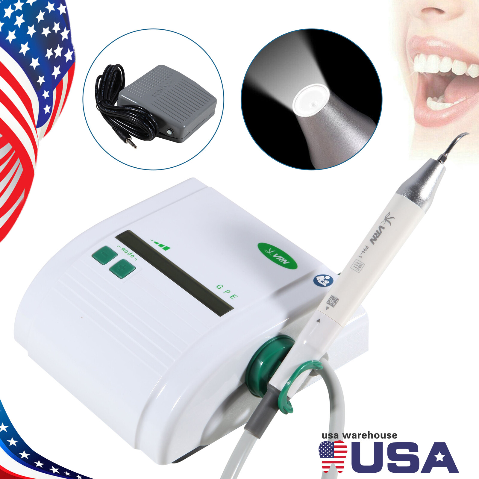 Ultrasonic Piezo Dental Scaler +LED Detachable Handpiece+5Tips fit EMS VRN-K08DL