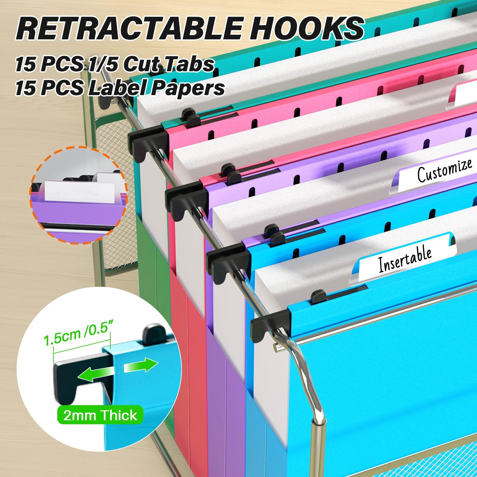 Extra Capacity Plastic Hanging File Folders Letter Size,Heavy Duty 2″ Accordi…