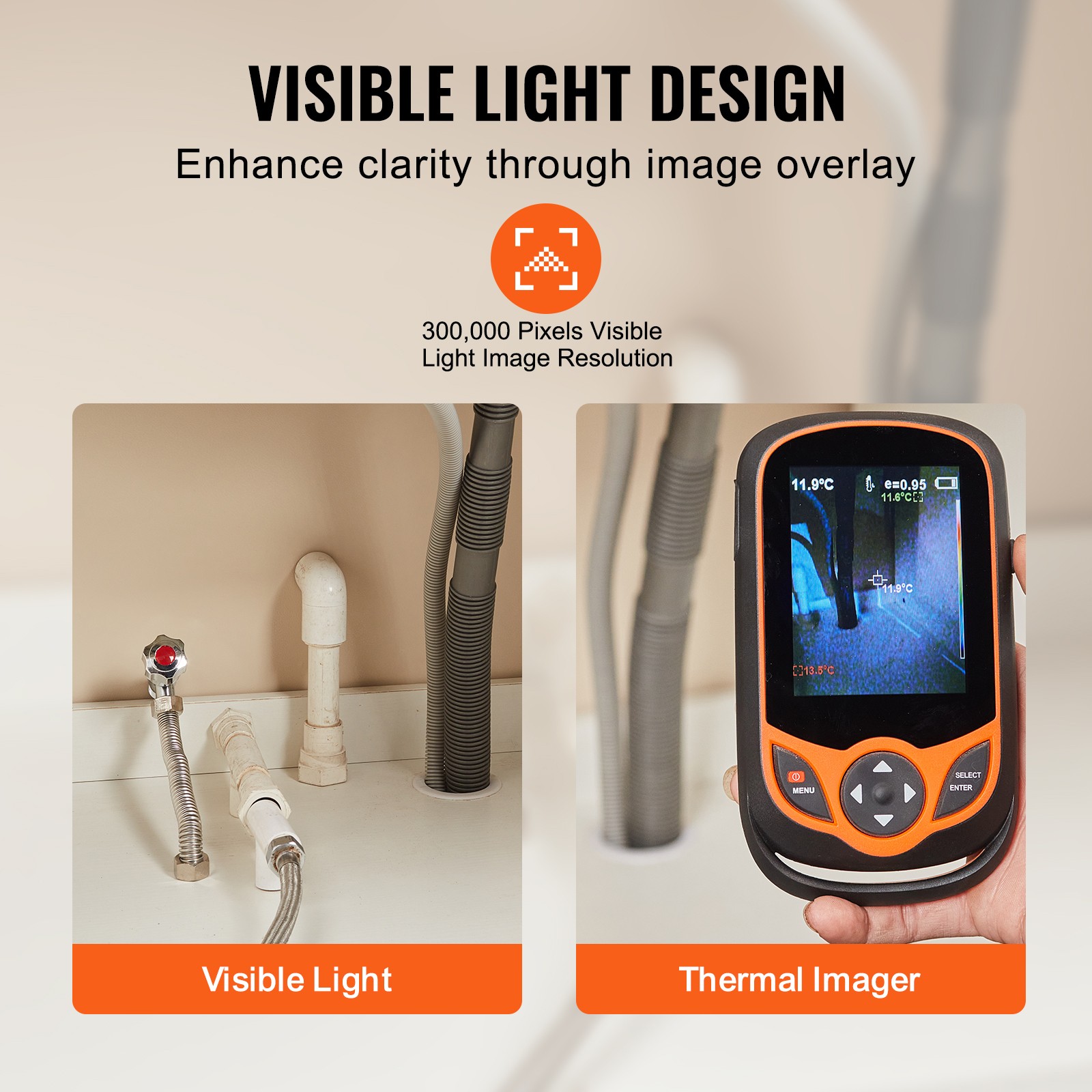 VEVOR Thermal Imaging Camera 256×192 IR Resolution Pocket Thermal Imager & WiFi