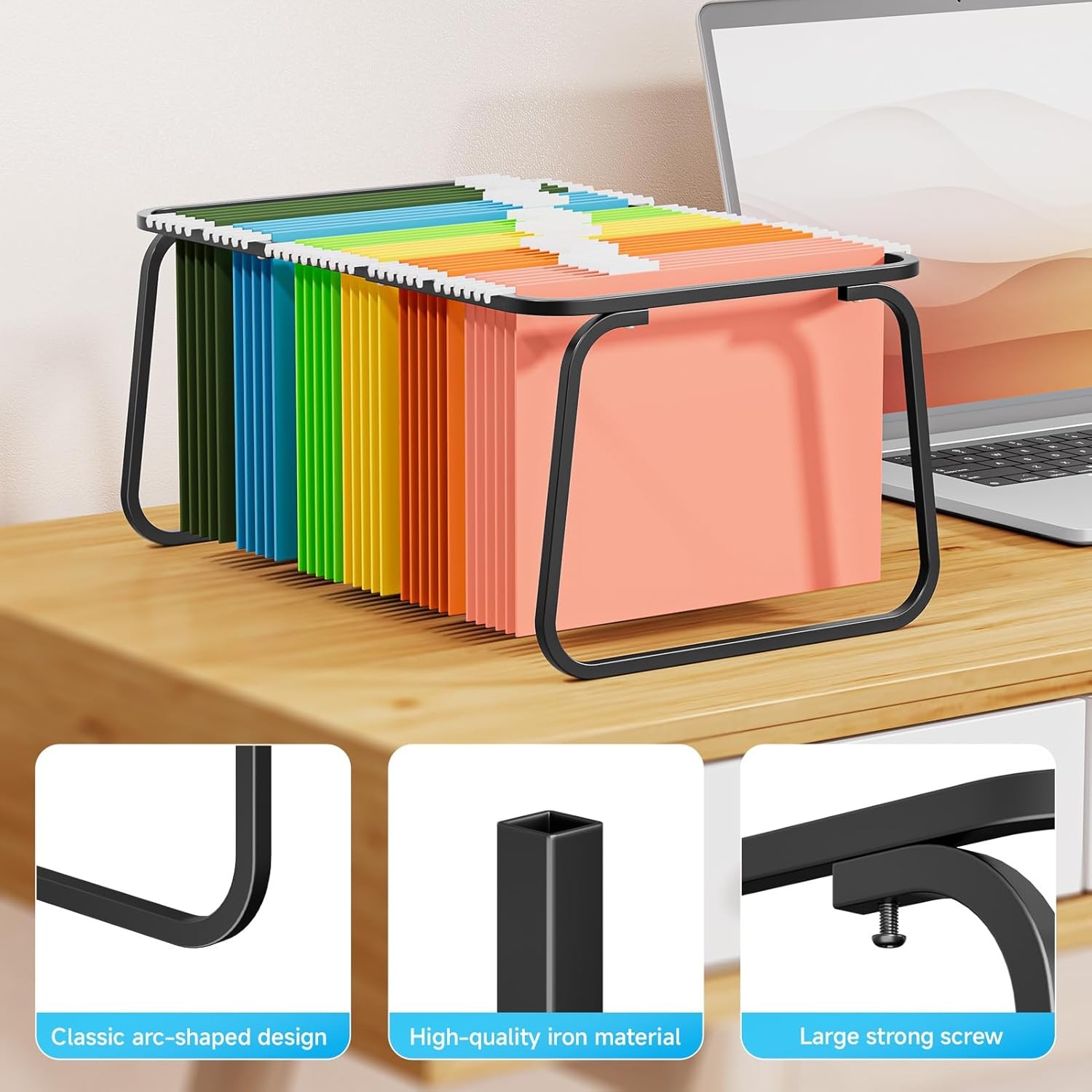 Hanging File Folder Frame, Adjustable Letter Size File Holder 16-25 Inches,