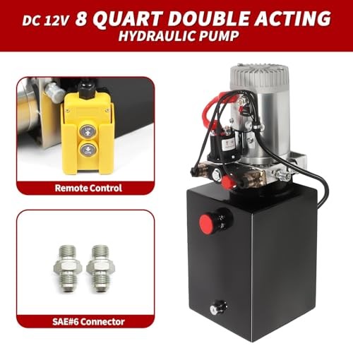 Nakkaa 12V Hydraulic Power Unit 8 Quart Double Acting Dump