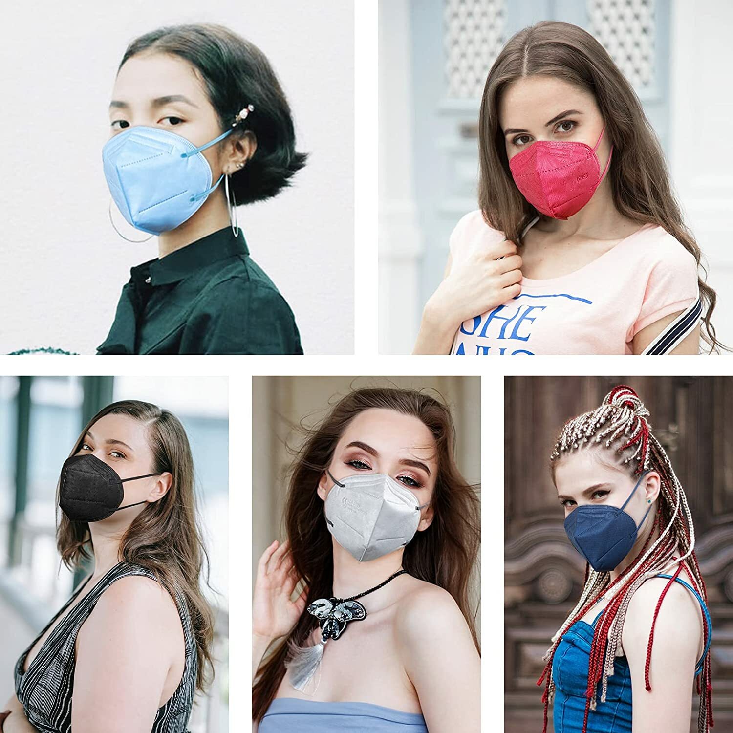 10/30/50/100 Pcs Blue KN95 Protective 5 Layer Face Mask Disposable Respirator
