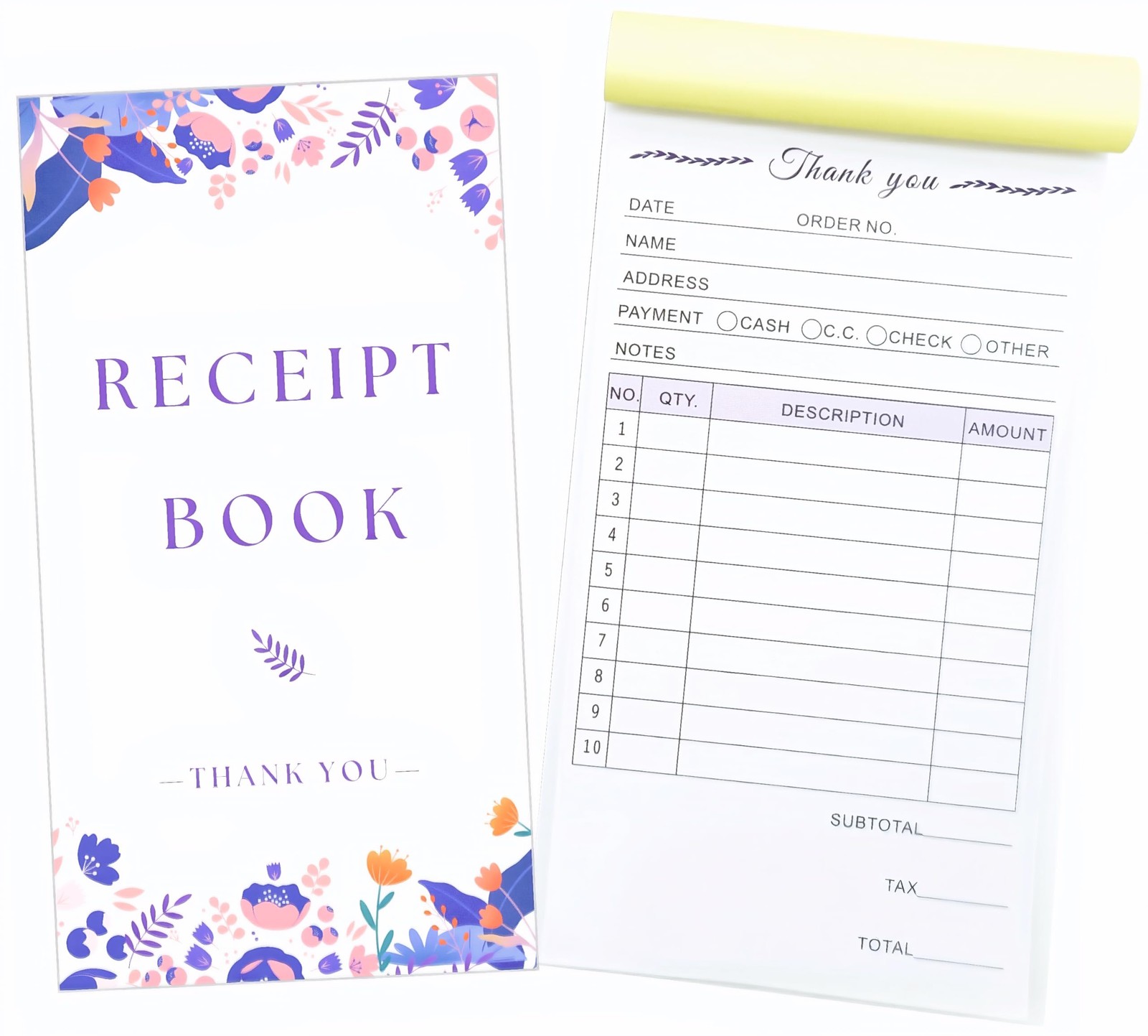 Thank You Receipt Book for Small Businesses 4×7 inches inches, Purple