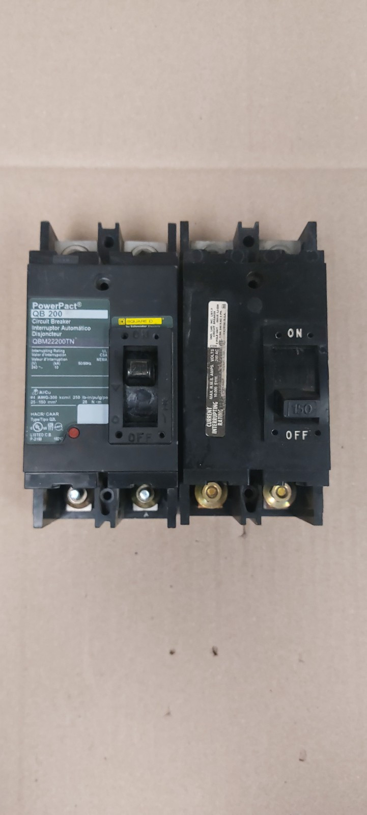 SQUARE D 200 AMP MAIN BREAKER TOP FEED QBM22200TN= Q2M2200MT ( replacement )
