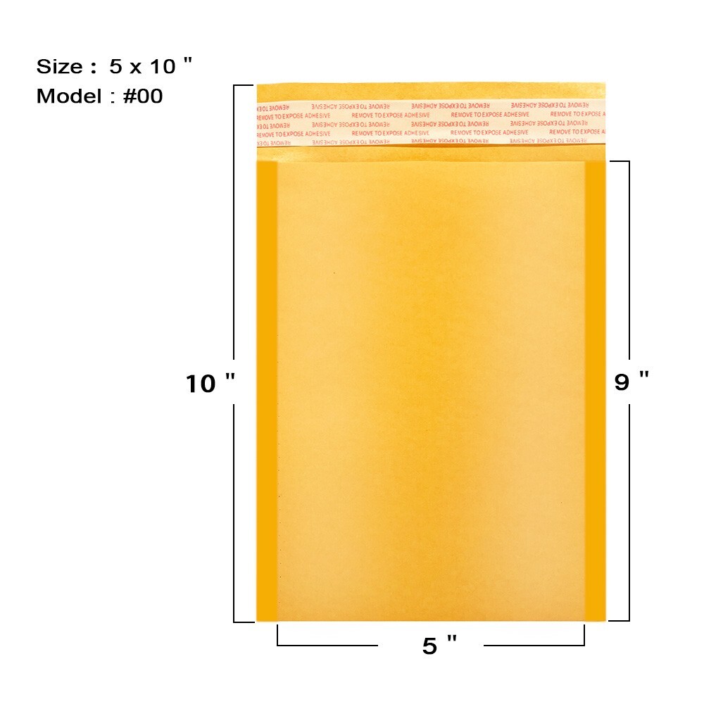Coolpkg 250pcs #00 5×10 Kraft Bubble Padded Shipping Envelopes Mailers 5*10
