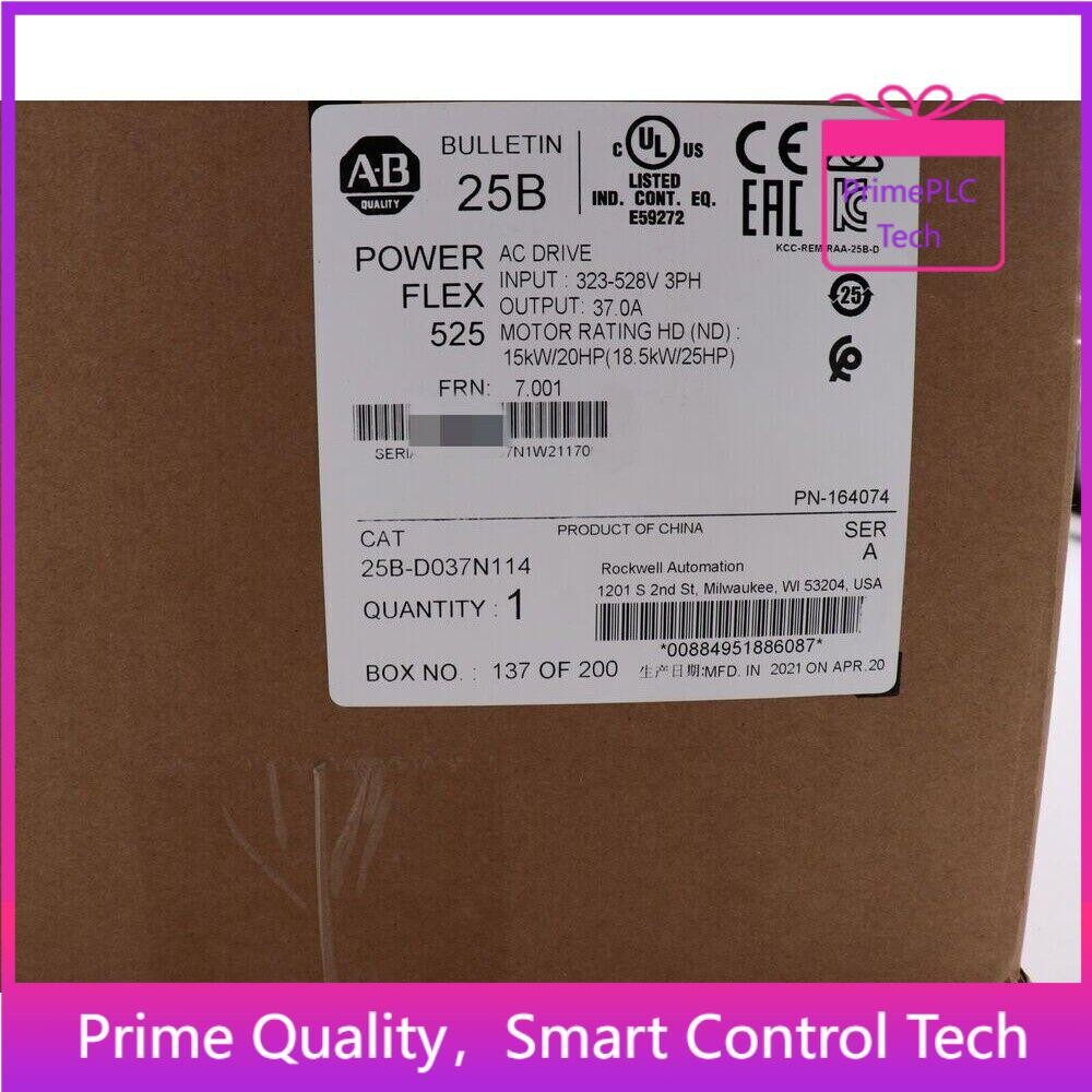 Allen-Bradley AB 25B-D037N114 PowerFlex 525 AC Drive Ser A Sealed US Free Tax