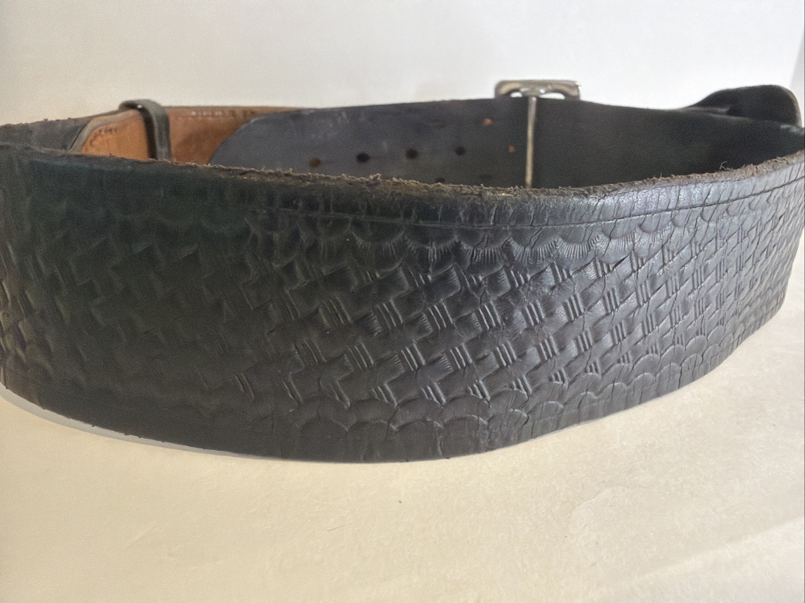 Tex Shoemaker & Sons Basketweave Leather Duty Belt 40” Holster Gun Belt + Buckle