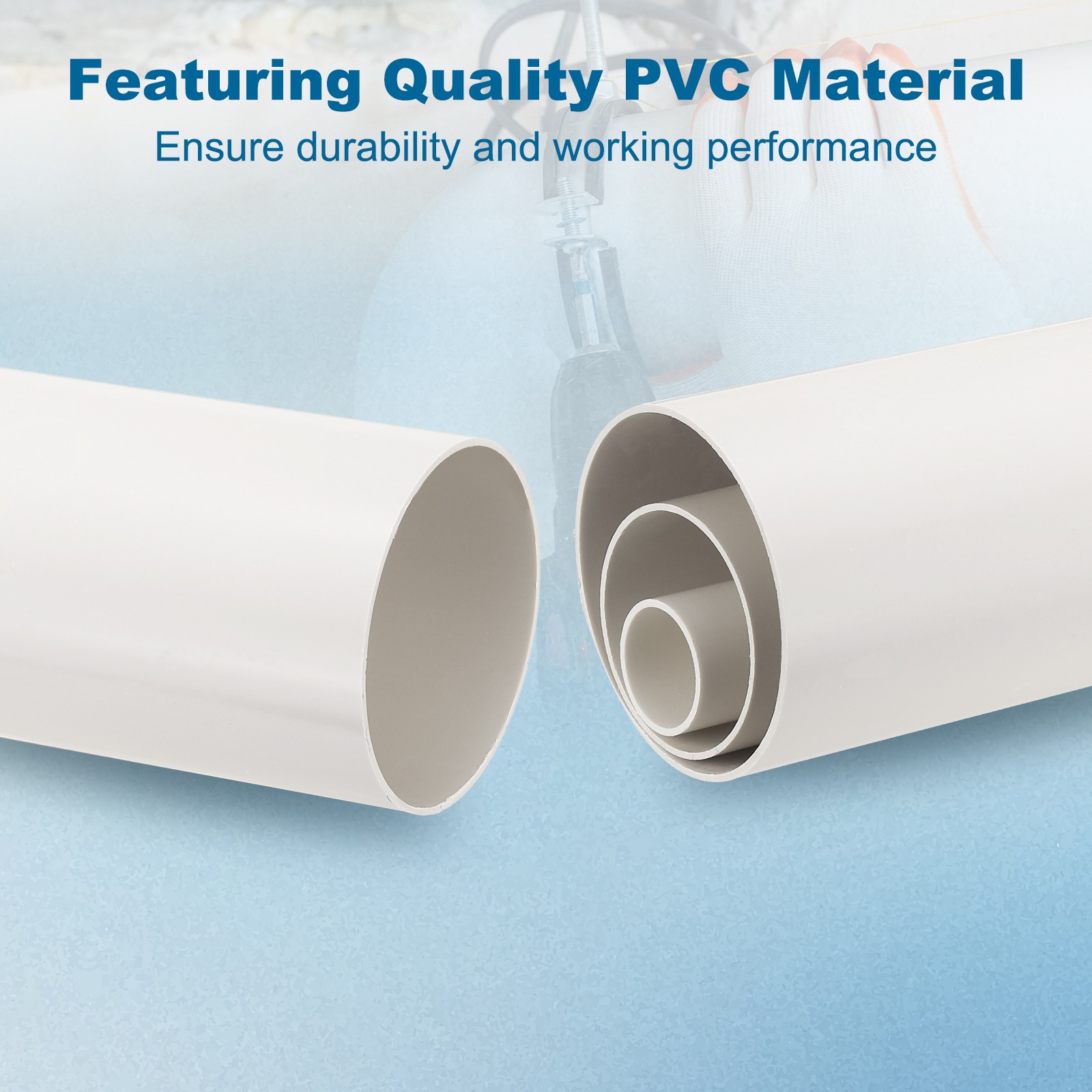 110mm/4.3″ Round Ventilation Duct, 12″ Long Rigid Ducting Pipe Connector