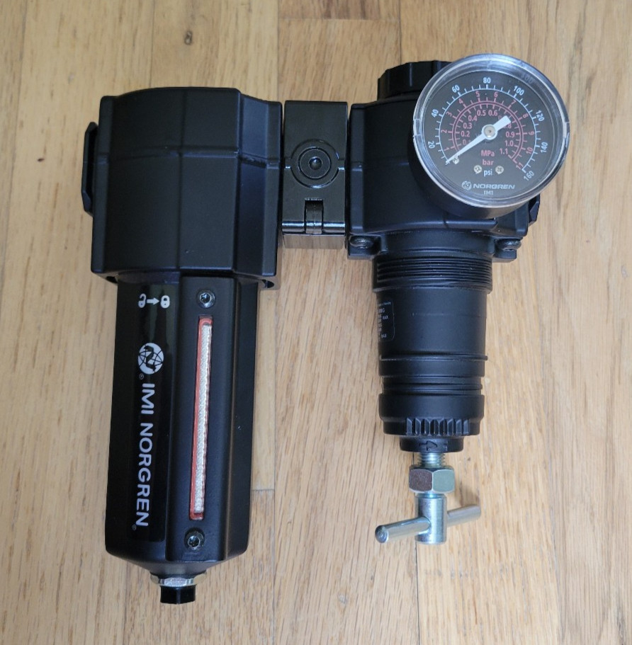 Norgren R74G-6AT-RMG Regulator + F74G-6AN-AD1 Air Filter 3/4″ NPT FRL Combo