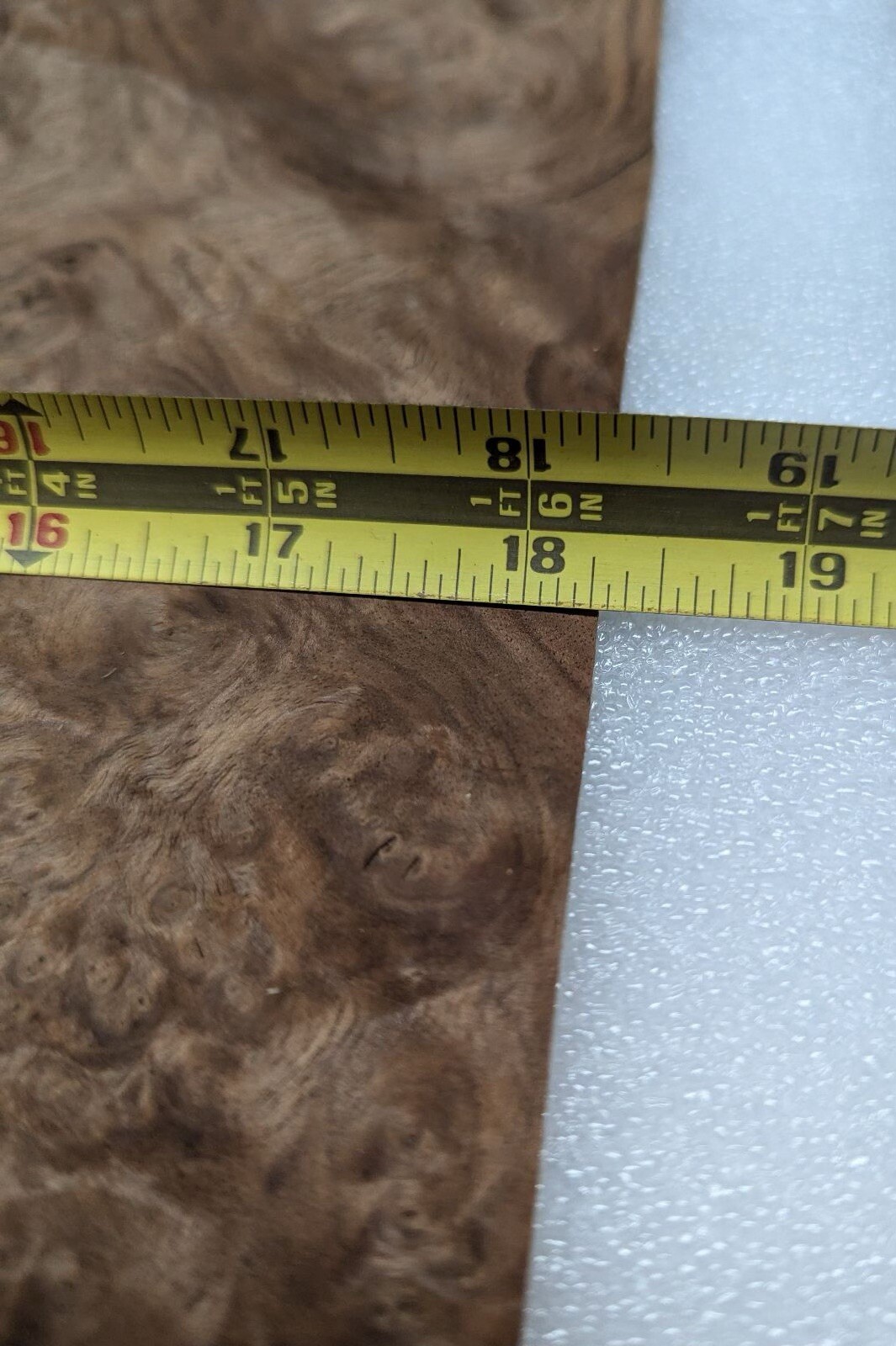 Walnut Burl Wood Veneer, 14.25” W x 18.25 “ L , Raw No Backing, 1/42” Thick