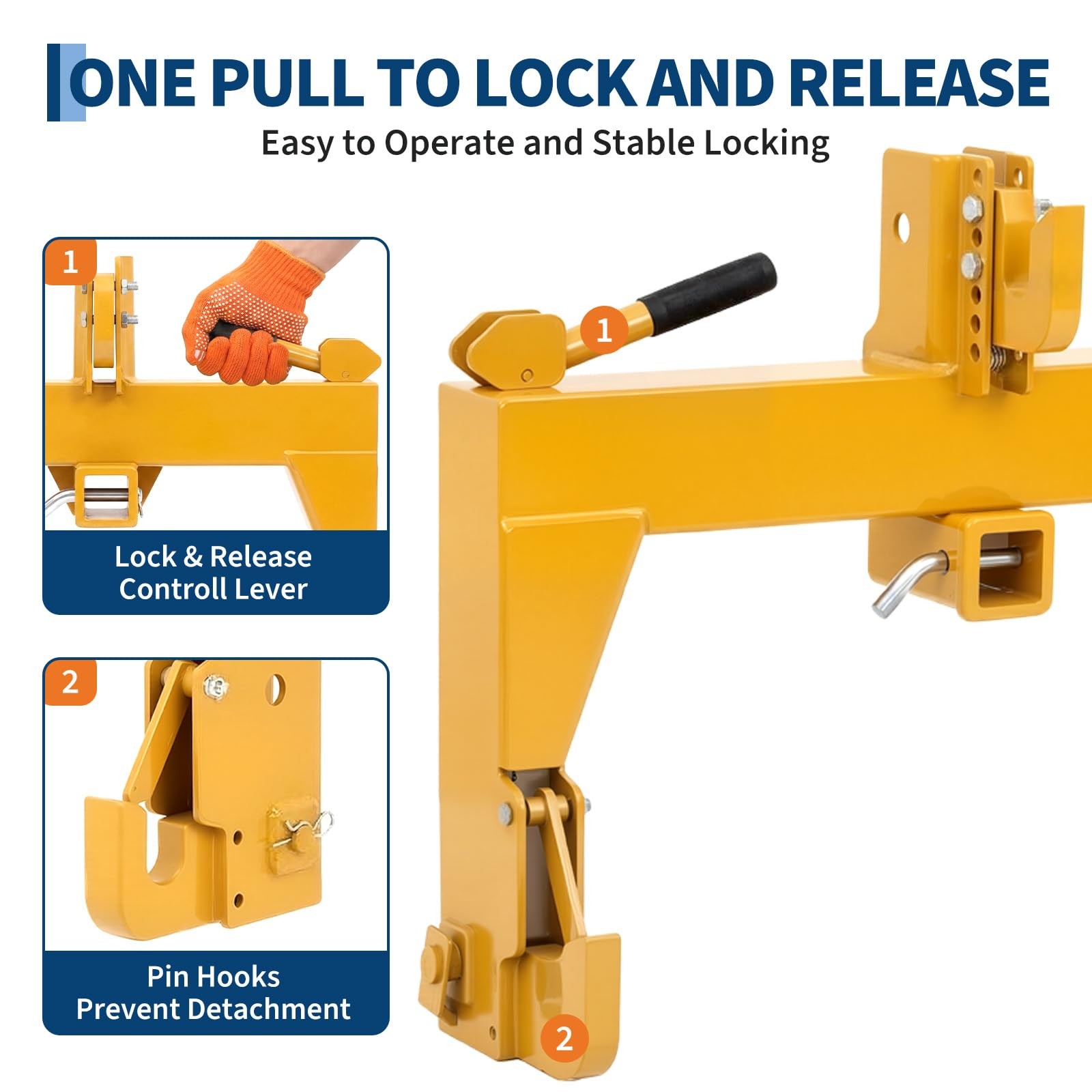 GARVEE 3-Point Quick Hitch for Category 1 Tractors 3000 LB Lifting w/2 Receivers
