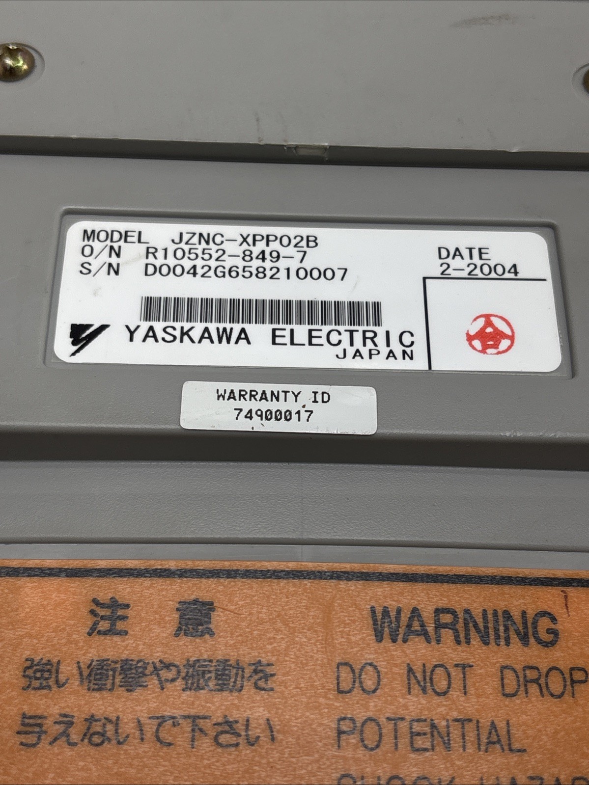Pre Owned YASKAWA ELECTRIC JZNC-XPP02B TEACH PENDANT Fast Shipping Warranty