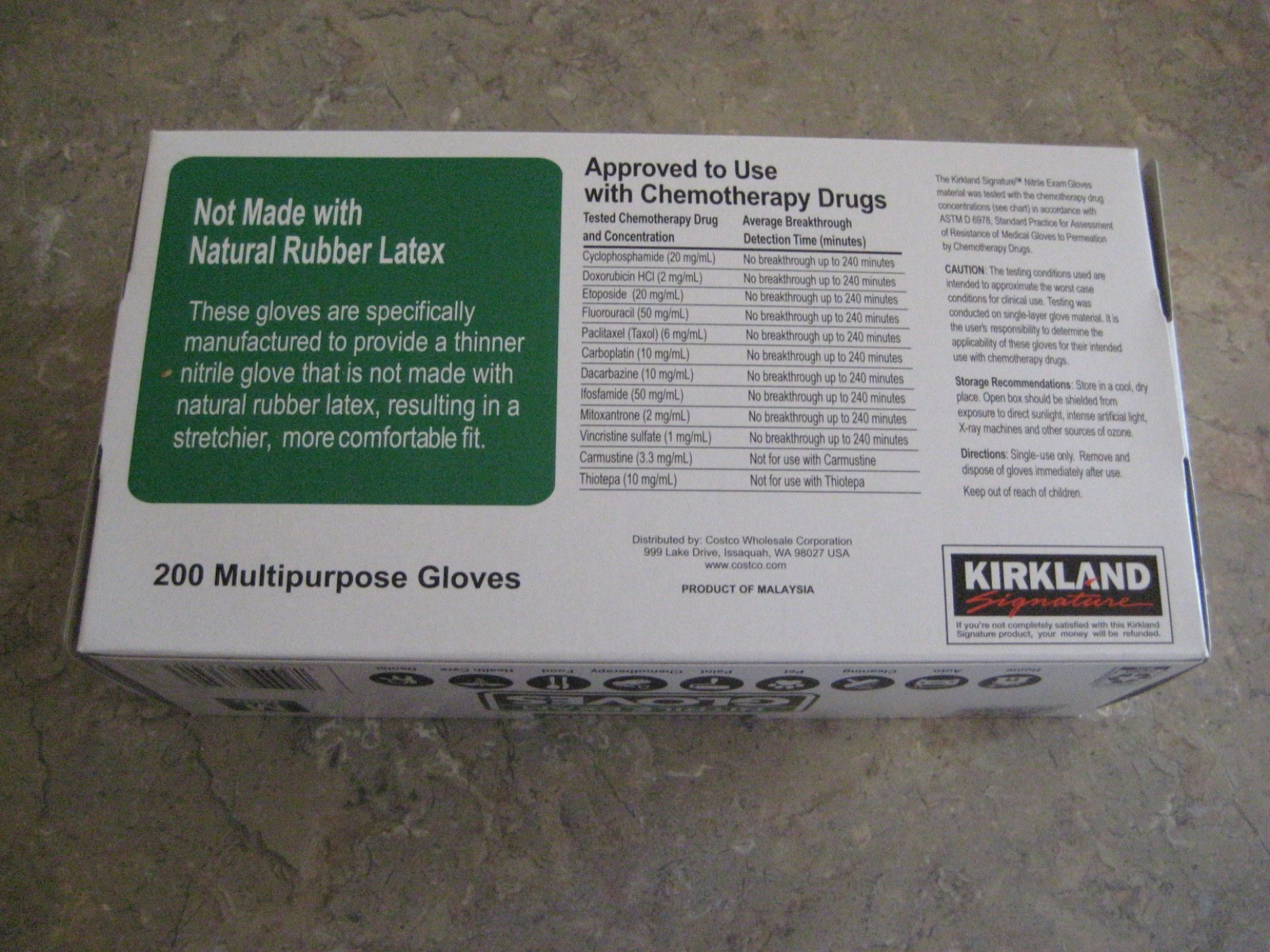 Kirkland Signature Nitrile Exam Gloves 200 Count in Box (Blue) Brand New