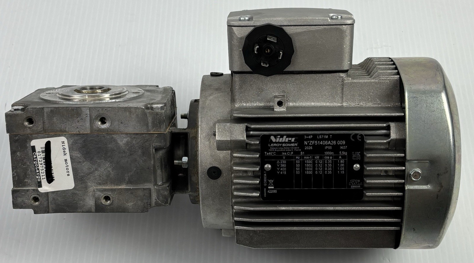 Nidec Leroy-Somer LS71M/T 0.12kW Motor with MYOE-250 Gear Reducer 3-Phase 23