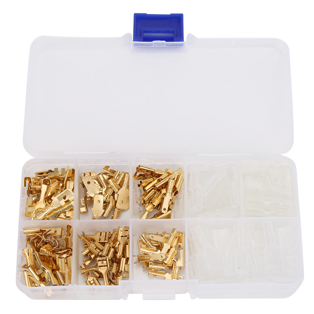 180Pcs Electrical Wire Cable Terminal Connector Golden Insert Spring With Cover
