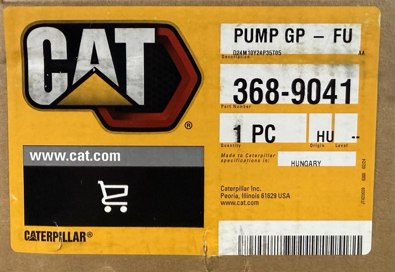 New Caterpillar 368-9041 Fuel Injection Pump 20R-4782 C6.6 C7.1 24 Volt