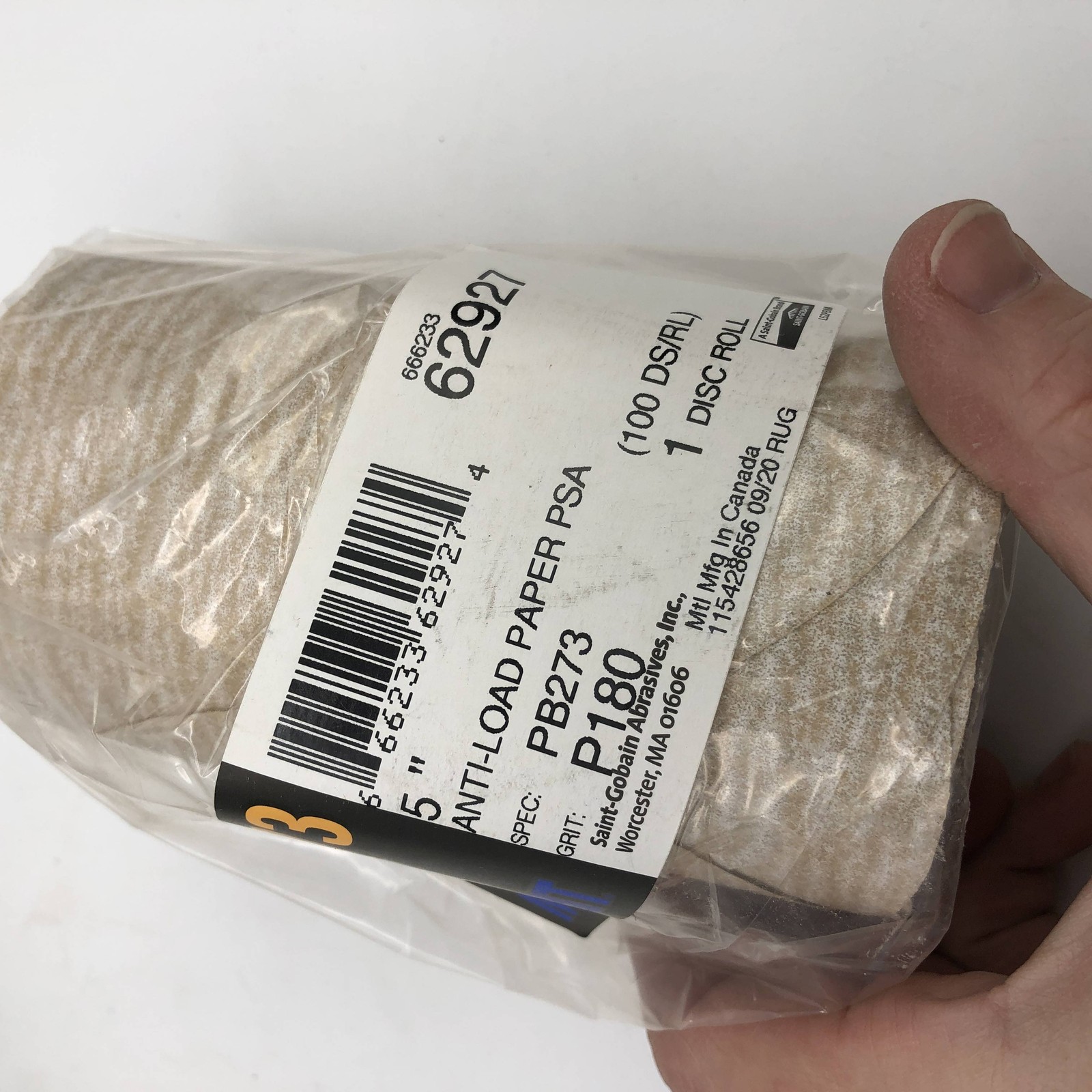 Merit 62927 Disc Rolls 5″ Anti Load Paper PSA PB273 P180 Grit 4 Rolls/400 Discs