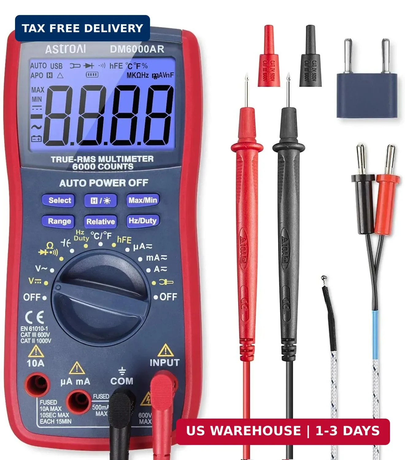 AstroAI Digital Multimeter, True RMS 6000 Counts Auto-Ranging Volt Meter for Aut