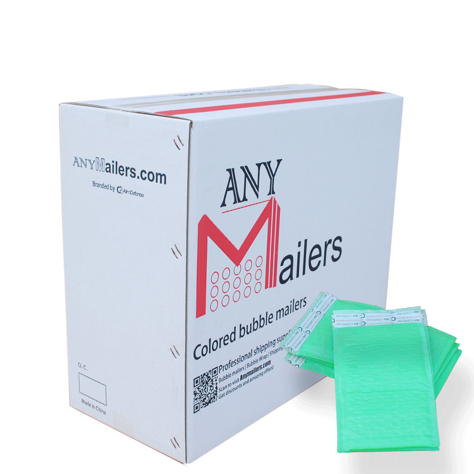 AirnDefense 1000 #0 6.5X10″ Green Poly Bubble Mailers Shipping Padded Envelope