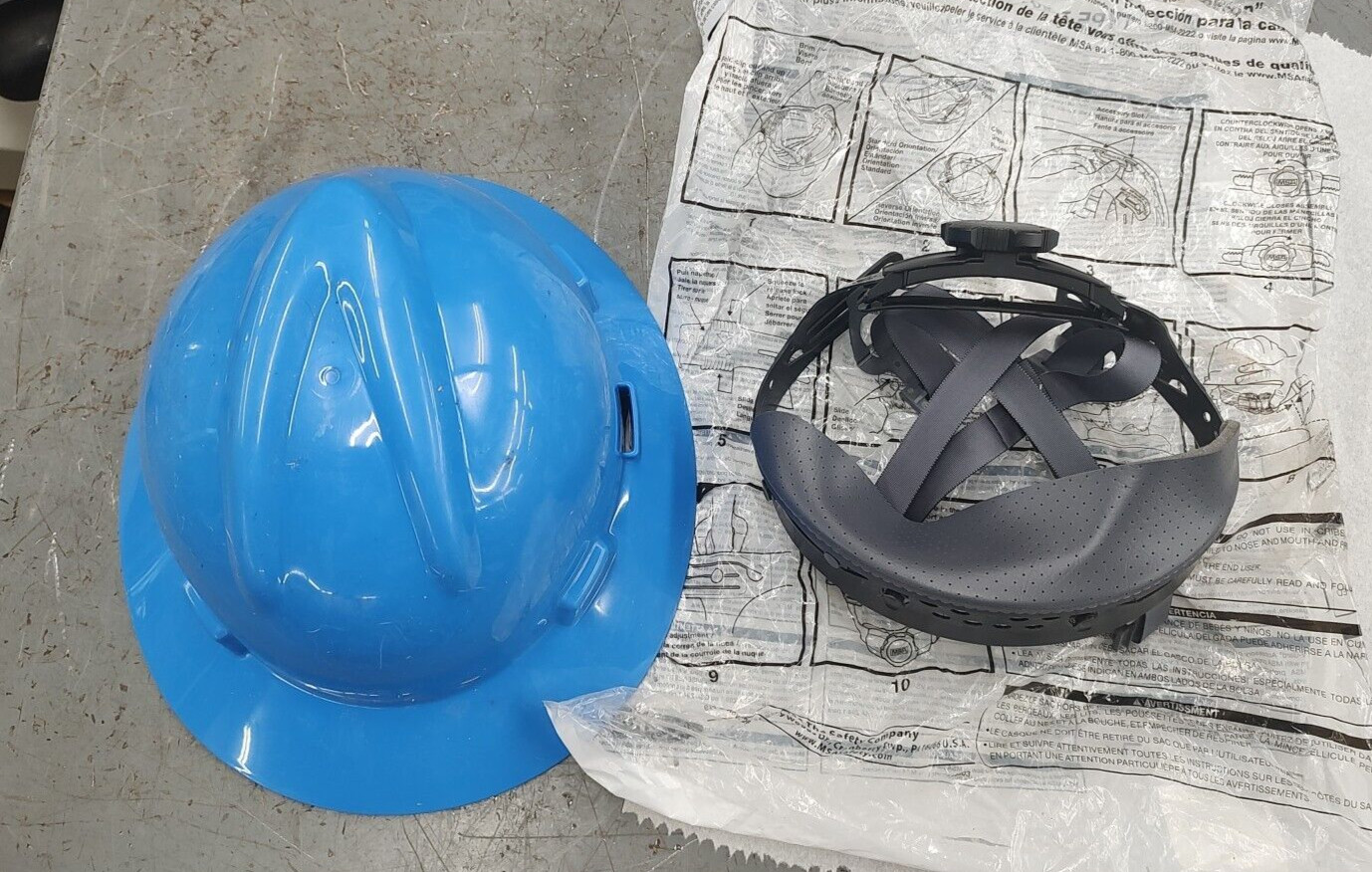 MSA Safety 475368 Full Brim Hard Hat, Type 1, Class E, Ratchet (4-Point), Blue