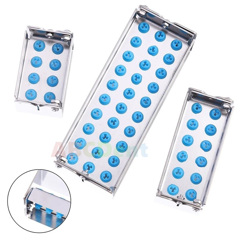 8/12/30Hole Bur Dental Burs Disinfection Autoclave Stand Holder Block Case Steel