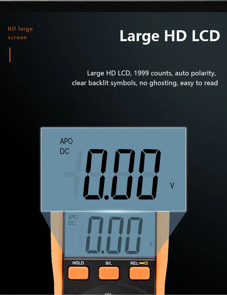 Digital Multimeter Portable Compact Manual Ranging Voltage Current Resistance
