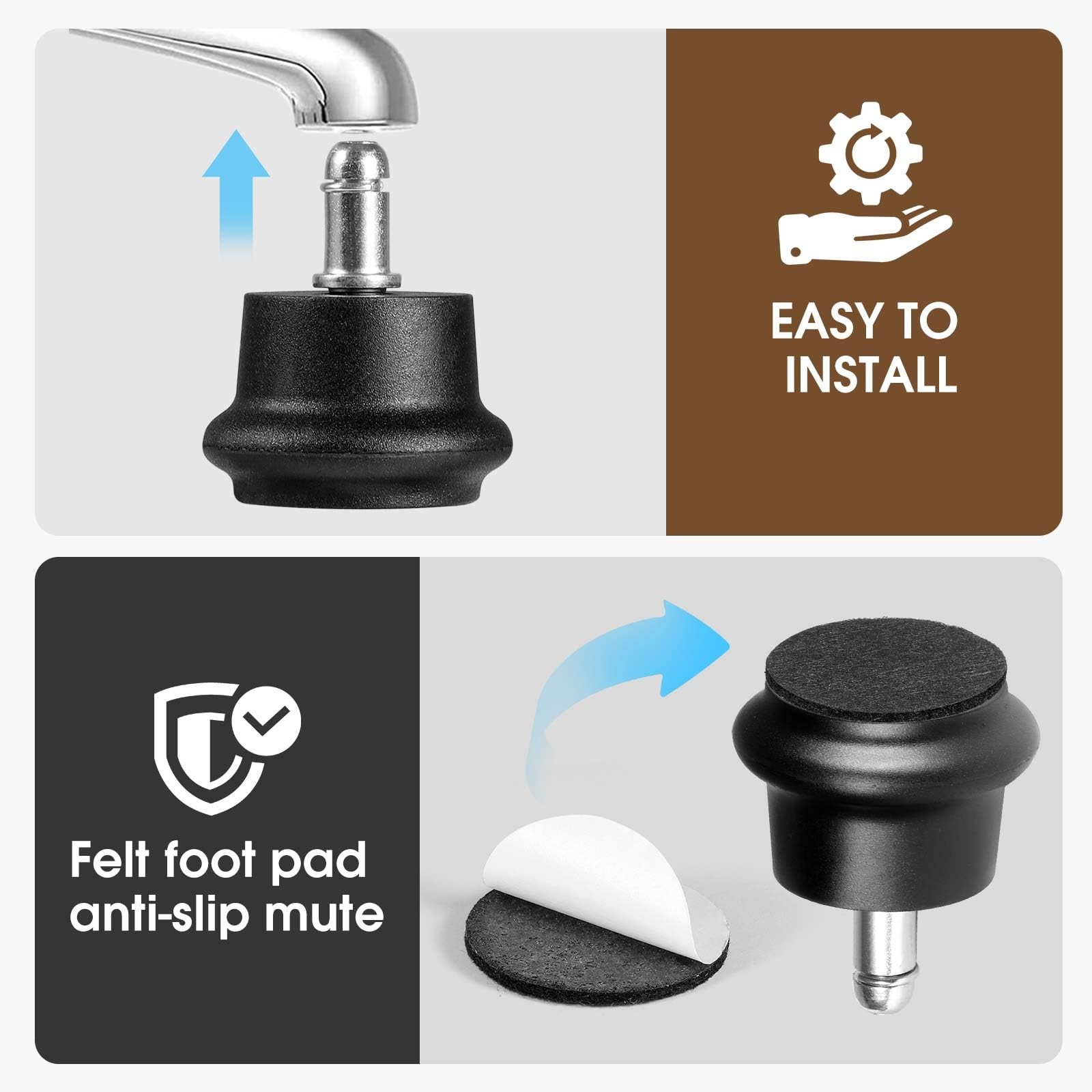Bell Glides for Office Chair Legs Replace Wheels with Fixed Stationary Castor…